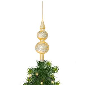 Bellatio Kerst piek van glas goud ijslak H30 cm -