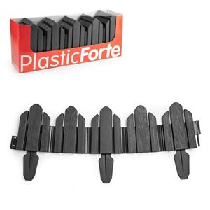 Forte Plastics 6x Stuks Flexibele Graskant/tuin Rand/kantopsluiting Hekjes Delen Van 62 Cm Donkergrijs - 25 Cm Hoog Incl Pinnen