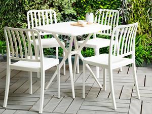 beliani Gartenstühle im 4er Set Weiß aus Kunststoff Balkon Terrasse Gartenzubehör Indoormöbel Outdoormöbel Plastikstühle Modern - Weiß