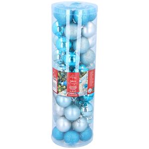 Christmas Gifts Set Kerstballen - 50 Stuks - Zilver/blauw at - Glanzend et Glitter