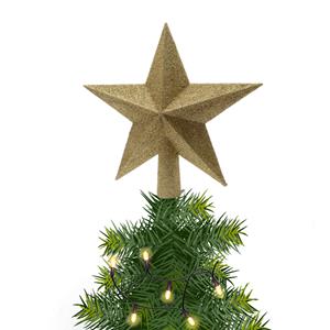 Decoris Kerstboom piek kunststof goud glitter 19 cm -
