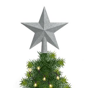Decoris Kerstboom piek/topper ster zilver van kunststof 19 cm -