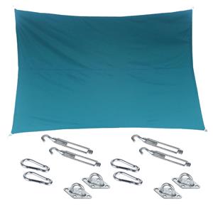 Hesperide Premium kwaliteit schaduwdoek/zonnescherm Shae rechthoekig blauw 2 x 3 meter met ophanghaken -