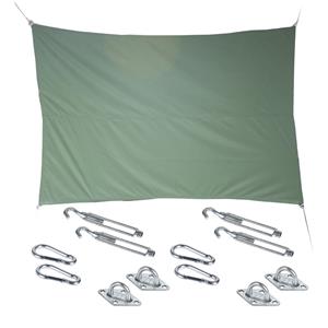 Hesperide Premium kwaliteit schaduwdoek/zonnescherm Shae rechthoekig groen 2 x 3 meter met ophanghaken -