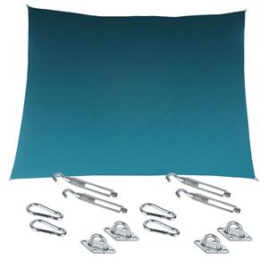Hesperide Premium kwaliteit schaduwdoek/zonnescherm Shae rechthoekig blauw 3 x 4 meter met ophanghaken -