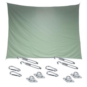 Hesperide Premium kwaliteit schaduwdoek/zonnescherm Shae rechthoekig groen 3 x 4 meter met ophanghaken -