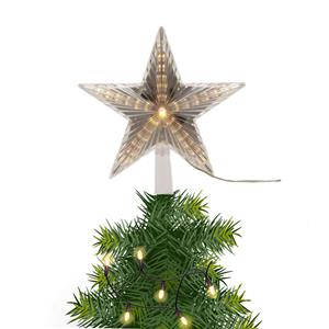 Bellatio Lichtgevende kerstboom piek/topper ster warm wit licht 22 cm -