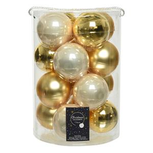 Decoris 18x stuks glazen kerstballen goud en champagne 8 cm -