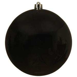 Decoris 1x Grote zwarte kerstballen van 14 cm glans van kunststof -