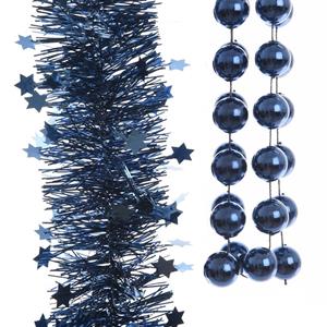 Decoris Kerstslingers set 3x stuks donkerblauw - Kerstversiering -