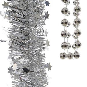 Decoris Kerstslingers set 3x stuks zilver - Kerstversiering -