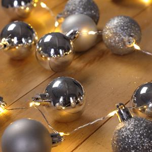 Casaria Lichterkette Weihnachten LED Silber 2m Kugeln