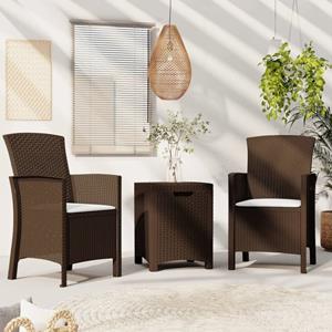 vidaXL 3 Stk. Garten Lounge-Set mit Kissen PP Rattan Braun 