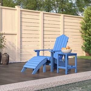 vidaXL Adirondack-Gartenstuhl mit Hocker & Tisch HDPE Aquamarin 