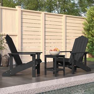 VidaXL Tuinstoelen Adirondack Met Tafel HDPE Antracietkleurig