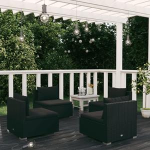 vidaXL 4-tlg. Garten-Lounge-Set mit Kissen Poly Rattan Schwarz 