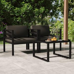 vidaXL 3-tlg. Garten-Lounge-Set mit Kissen Aluminium Anthrazit 