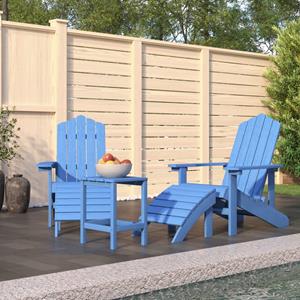 VidaXL Tuinstoelen Adirondack Met Voetenbank En Tafel HDPE Aquablauw