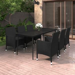 VidaXL 7-delige Tuinset Met Kussens Poly Rattan En Glas