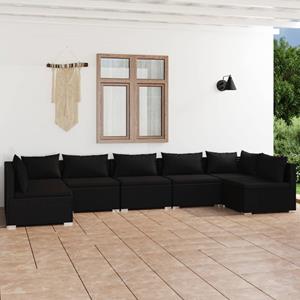 vidaXL Gartenlounge-Set »7-tlg. Garten-Lounge-Set mit Kissen Poly Rattan Schwarz«, (1-tlg)