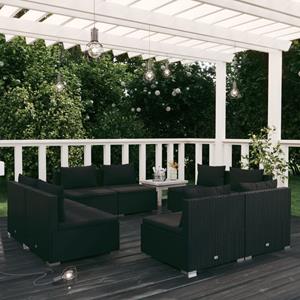 vidaXL 8-tlg. Garten-Lounge-Set mit Kissen Poly Rattan Schwarz 