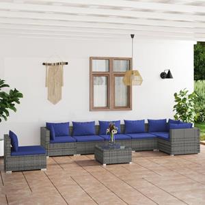 vidaXL 8-tlg. Garten-Lounge-Set mit Kissen Grau Poly Rattan 