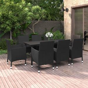 VidaXL 9-delige Tuinset Met Kussens Poly Rattan En Glas