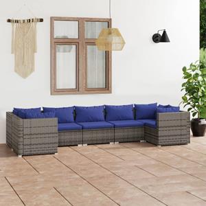 VidaXL 7-delige Loungeset Met Kussens Poly Rattan Grijs