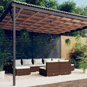 vidaXL 9-tlg. Garten-Lounge-Set mit Kissen Braun Poly Rattan 