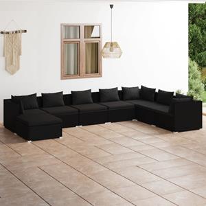 vidaXL 8-tlg. Garten-Lounge-Set mit Kissen Poly Rattan Schwarz 