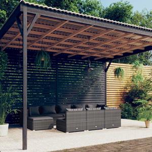 VidaXL 10-delige Loungeset Met Kussens Poly Rattan Grijs