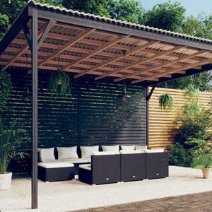 vidaXL 10-tlg. Garten-Lounge-Set mit Kissen Schwarz Poly Rattan 