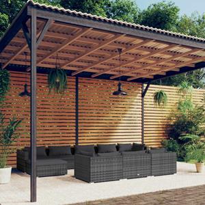 VidaXL 10-delige Loungeset Met Kussens Poly Rattan Grijs