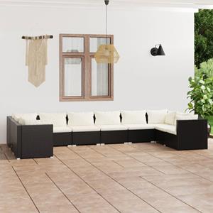 VidaXL 10-delige Loungeset Met Kussens Poly Rattan Zwart