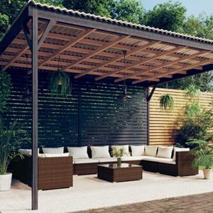 VidaXL 11-delige Loungeset Met Kussens Poly Rattan Bruin