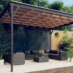 VidaXL 11-delige Loungeset Met Kussens Poly Rattan Grijs