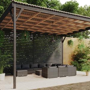 vidaXL 12-tlg. Garten-Lounge-Set mit Kissen Poly Rattan Grau 