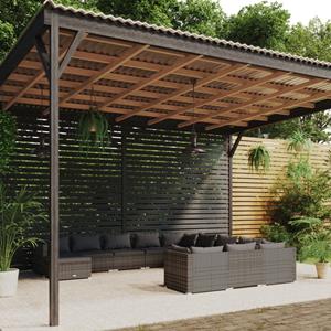 vidaXL 12-delige Loungeset met kussens poly rattan grijs