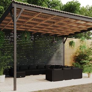 VidaXL 12-delige Loungeset Met Kussens Poly Rattan Zwart