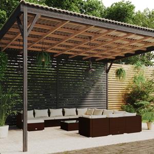 vidaXL Gartenlounge-Set 13-tlg. Garten-Lounge-Set mit Kissen Poly Rattan Braun, (1-tlg)