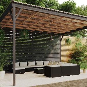 vidaXL 13-tlg. Garten-Lounge-Set mit Kissen Schwarz Poly Rattan 