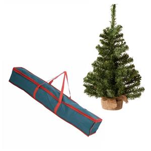 Decoris Volle kerstboom in jute zak 60 cm kunstbomen inclusief opbergzak - Kunst kerstbomen/kunstbomen