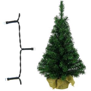 Decoris Volle kerstboom/kunstboom 75 cm inclusief warm witte verlichting op batterij - Kunstbomen/kunst kerstbomen