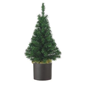 Decoris Volle kunst kerstboom 75 cm inclusief donkergrijze pot - Kunstkerstbomen middelgroot