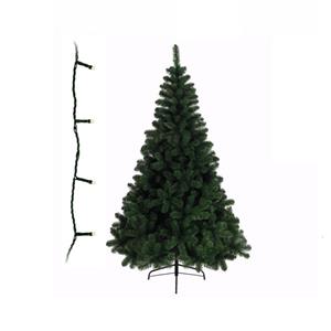 Bellatio Groene kunst kerstboom 150 cm inclusief helder witte kerstverlichting - Kunstbomen/kunst kerstbomen
