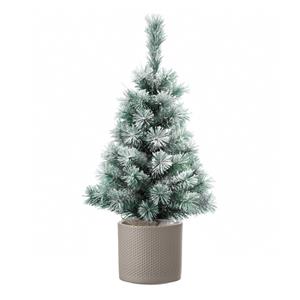 Decoris Volle besneeuwde kunst kerstboom 75 cm inclusief taupe pot - Kunstkerstbomen middelgroot