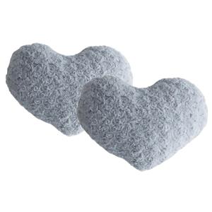 ATMOSPHERA 2x stuks pluche kussens hart grijs - 28 x 36 cm - Sierkussens voor binnen