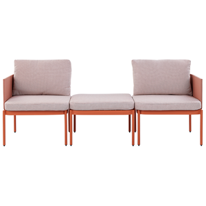 beliani Lounge-Set Orange Aluminium Modular 3-teilig Stapelbar 2-Sitzer mit Couchtisch und Auflagen Modern Terrasse Garten Outdoor Möbel Ausstattung - Weiß