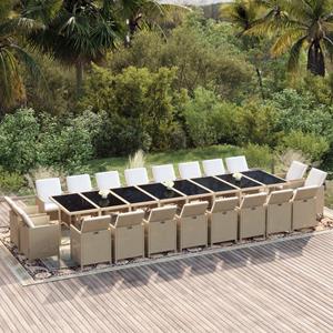 vidaXL 21-tlg. Garten-Essgruppe mit Kissen Poly Rattan Beige 