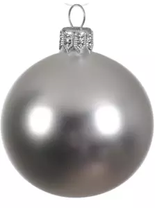 iperbriko Weihnachtskugel aus Glas matt Silber 6 cm